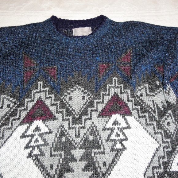 Vintage Other - Vintage Sweater Mettallic Aztec Tribal Large USA